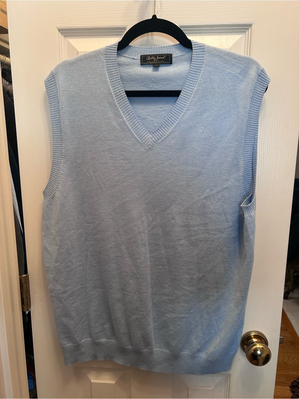 Bobby Jones Collection Light Blue Heather V-Neck Sweater Vest. Size L